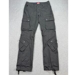 Match Cargo Pants Men's Large Black Drawstring Hem Straight Fit Union Workwear